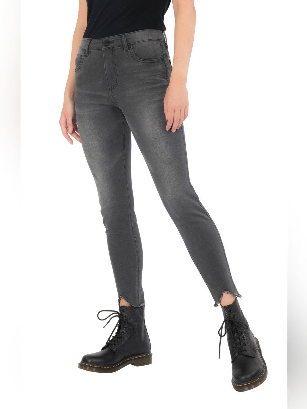 Kut from the Kloth Donna Fab Ab High Waist Frayed Hem Ankle Skinny Jeans Sz 14